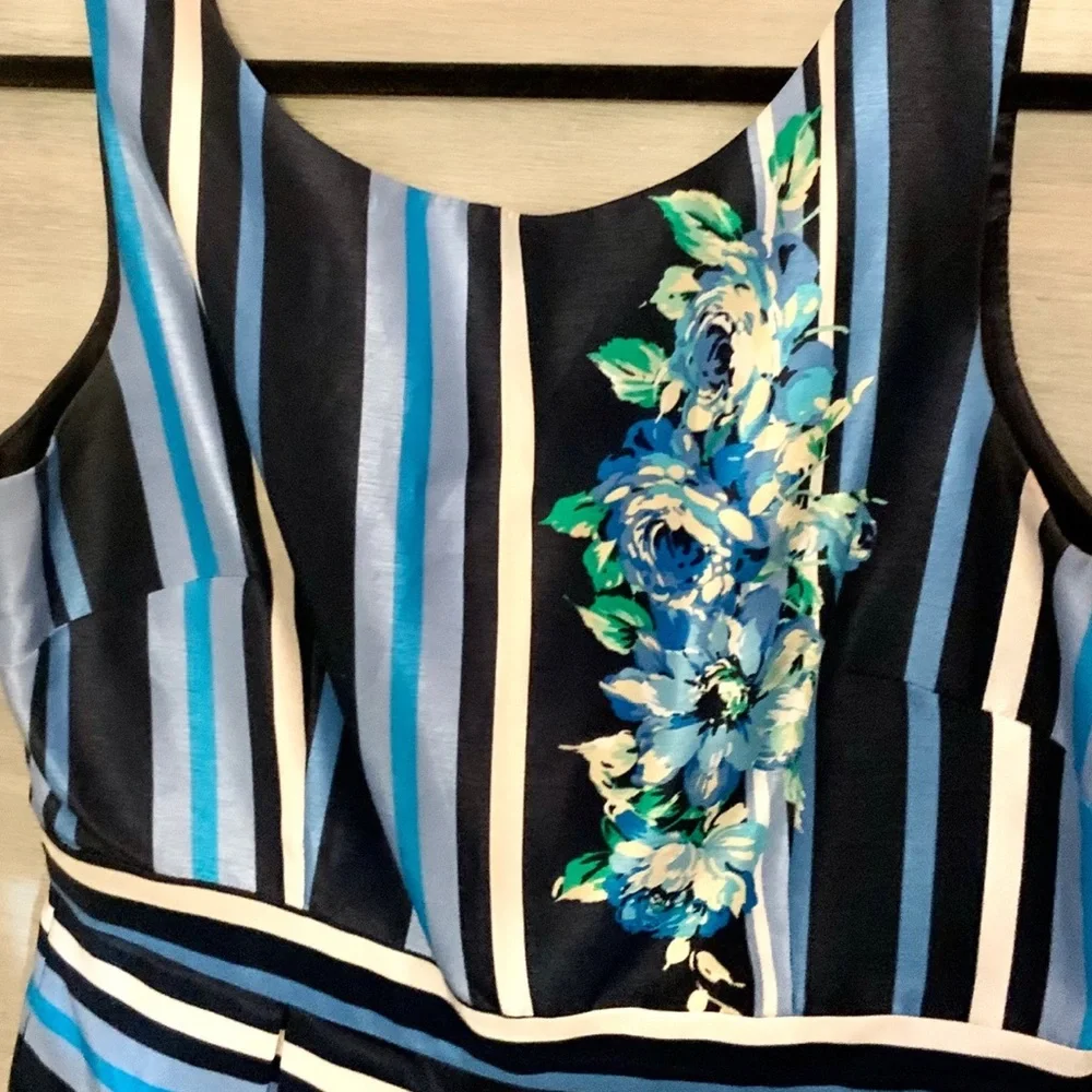 Julian Taylor Blue Fit and Flare Sleeveless Pockets Zipper Back‎ Dress